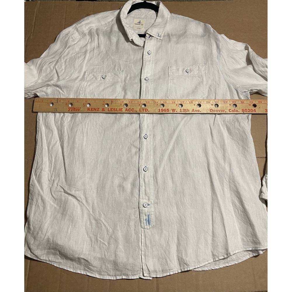 Johnnie-O Shirt Mens XL Linen White Hanging Out Button Down Casual - Picture 3 of 8